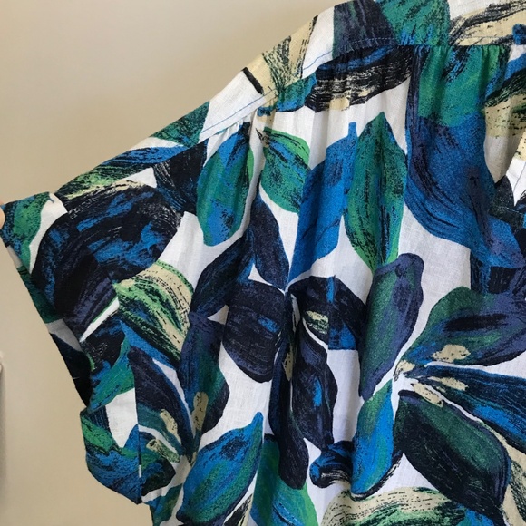 TIME and TRU Linen Button Down Tropical Floral Shirt Women’s Size XL Size 2X - Picture 4 of 15